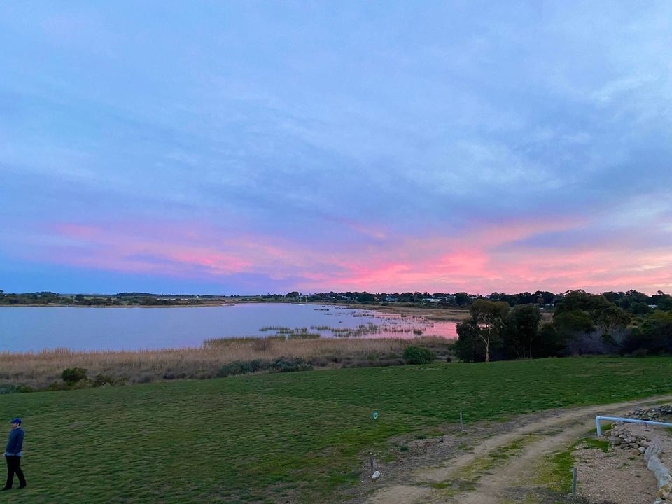 Pink dusk over Lake Alexandrina