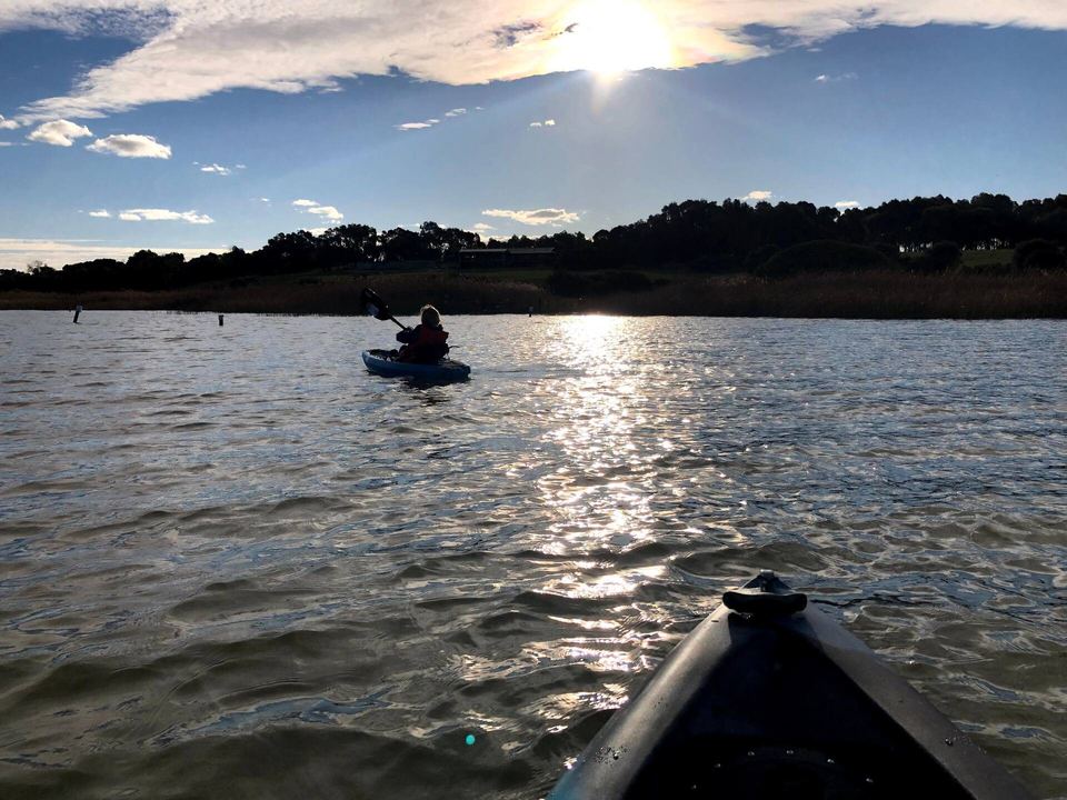 Kayaking on Lake Alexandrina near Clayton Bay